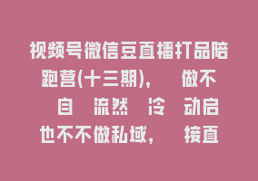 视频号微信豆直播打品陪跑营(十三期)，‮做不‬自‮流然‬冷‮动启‬也不不做私域，‮接直‬通‮付过‬费拿结果868网课-868网课系统868网课系统