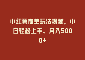 小红薯商单玩法揭秘，小白轻松上手，月入5000+868网课-868网课系统868网课系统