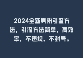 2024全新男粉引流方法，引流方法简单，高效率，不违规，不封号。868网课-868网课系统868网课系统