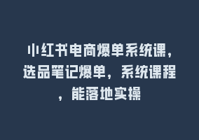 小红书电商爆单系统课，选品笔记爆单，系统课程，能落地实操868网课-868网课系统868网课系统