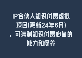 IP合伙人知识付费虚拟项目(更新24年6月)，可复制知识付费必备的能力和修养868网课-868网课系统868网课系统