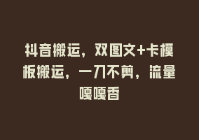 抖音搬运，双图文+卡模板搬运，一刀不剪，流量嘎嘎香868网课-868网课系统868网课系统