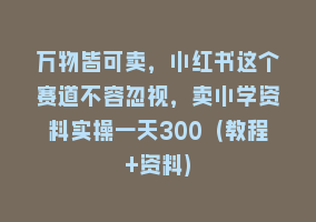 万物皆可卖，小红书这个赛道不容忽视，卖小学资料实操一天300（教程+资料)868网课-868网课系统868网课系统