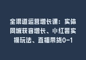 全渠道运营增长课：实体同城获客增长、小红薯实操玩法、直播带货0-1868网课-868网课系统868网课系统