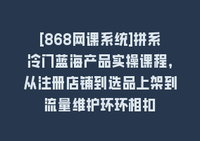 [868网课系统]拼系冷门蓝海产品实操课程，从注册店铺到选品上架到流量维护环环相扣868网课-868网课系统868网课系统