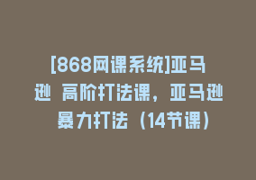 [868网课系统]亚马逊 高阶打法课，亚马逊 暴力打法（14节课）868网课-868网课系统868网课系统