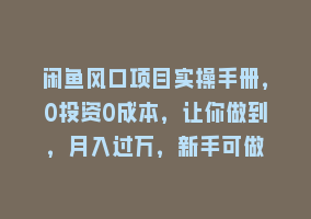 闲鱼风口项目实操手册，0投资0成本，让你做到，月入过万，新手可做868网课-868网课系统868网课系统