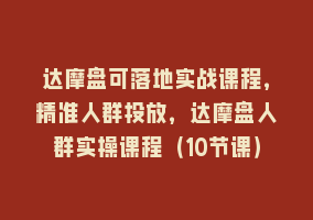 达摩盘可落地实战课程，精准人群投放，达摩盘人群实操课程（10节课）868网课-868网课系统868网课系统