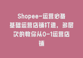 Shopee-运营必备基础运营店铺打造，多层次的教你从0-1运营店铺868网课-868网课系统868网课系统