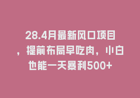 28.4月最新风口项目，提前布局早吃肉，小白也能一天暴利500+868网课-868网课系统868网课系统