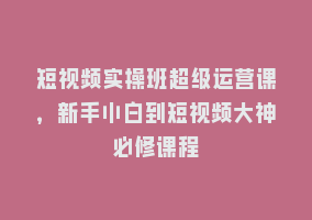 短视频实操班超级运营课，新手小白到短视频大神必修课程868网课-868网课系统868网课系统