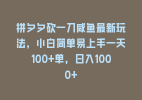 拼夕夕砍一刀咸鱼最新玩法，小白简单易上手一天100+单，日入1000+868网课-868网课系统868网课系统