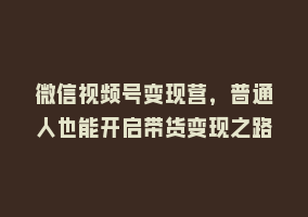 微信视频号变现营，普通人也能开启带货变现之路868网课-868网课系统868网课系统