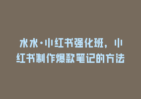 水水·小红书强化班，小红书制作爆款笔记的方法868网课-868网课系统868网课系统