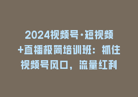 2024视频号·短视频+直播极简培训班：抓住视频号风口，流量红利868网课-868网课系统868网课系统