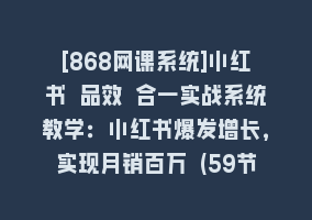 [868网课系统]小红书 品效 合一实战系统教学：小红书爆发增长，实现月销百万 (59节)868网课-868网课系统868网课系统