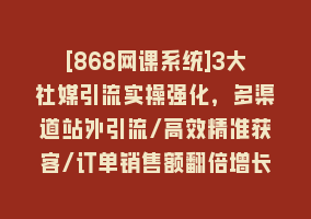 [868网课系统]3大社媒引流实操强化，多渠道站外引流/高效精准获客/订单销售额翻倍增长868网课-868网课系统868网课系统