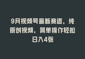 9月视频号最新赛道，纯原创视频，简单操作轻松日入4张868网课-868网课系统868网课系统