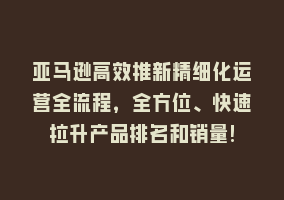 亚马逊高效推新精细化运营全流程，全方位、快速拉升产品排名和销量!868网课-868网课系统868网课系统