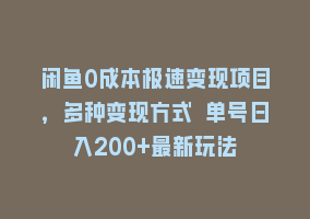 闲鱼0成本极速变现项目，多种变现方式 单号日入200+最新玩法868网课-868网课系统868网课系统