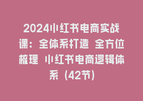 2024小红书电商实战课：全体系打造 全方位梳理 小红书电商逻辑体系 (42节)868网课-868网课系统868网课系统