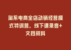 淘系电商全店动销经营模式特训营，线下课录音+文档资料868网课-868网课系统868网课系统