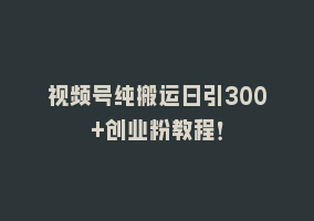 视频号纯搬运日引300+创业粉教程！868网课-868网课系统868网课系统