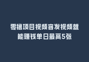 零撸项目视频客发视频就能赚钱单日最高5张868网课-868网课系统868网课系统