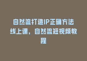 自然流打造IP正确方法线上课，自然流短视频教程868网课-868网课系统868网课系统