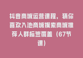 抖音商城运营课程，猜你喜欢入池商城搜索商城推荐人群标签覆盖（67节课）868网课-868网课系统868网课系统