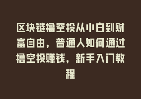 区块链撸空投从小白到财富自由，普通人如何通过撸空投赚钱，新手入门教程868网课-868网课系统868网课系统