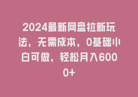 2024最新网盘拉新玩法，无需成本，0基础小白可做，轻松月入6000+868网课-868网课系统868网课系统