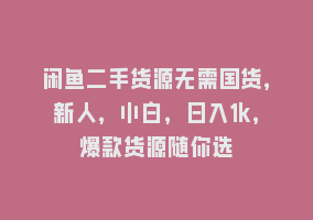 闲鱼二手货源无需国货，新人，小白，日入1k，爆款货源随你选868网课-868网课系统868网课系统