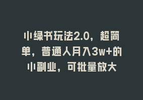 小绿书玩法2.0，超简单，普通人月入3w+的小副业，可批量放大868网课-868网课系统868网课系统