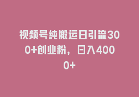 视频号纯搬运日引流300+创业粉，日入4000+868网课-868网课系统868网课系统