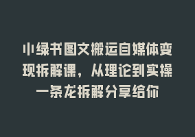 小绿书图文搬运自媒体变现拆解课，从理论到实操一条龙拆解分享给你868网课-868网课系统868网课系统