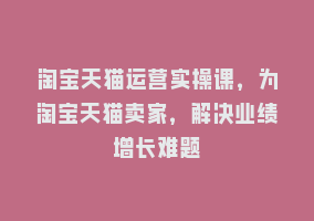 淘宝天猫运营实操课，为淘宝天猫卖家，解决业绩增长难题868网课-868网课系统868网课系统