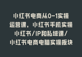 小红书电商从0-1实操运营课，小红书手机实操小红书/IP和私域课/小红书电商电脑实操板块等868网课-868网课系统868网课系统