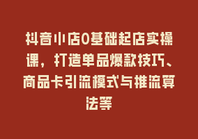 抖音小店0基础起店实操课，打造单品爆款技巧、商品卡引流模式与推流算法等868网课-868网课系统868网课系统