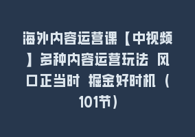 海外内容运营课【中视频】多种内容运营玩法 风口正当时 掘金好时机（101节）868网课-868网课系统868网课系统