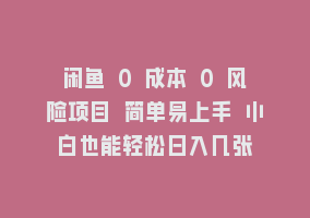 闲鱼 0 成本 0 风险项目 简单易上手 小白也能轻松日入几张868网课-868网课系统868网课系统