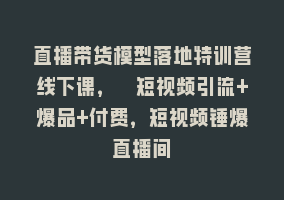 直播带货模型落地特训营线下课，​短视频引流+爆品+付费，短视频锤爆直播间868网课-868网课系统868网课系统