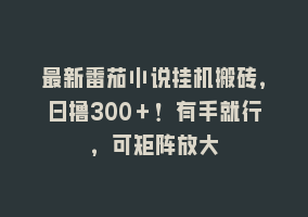 最新番茄小说挂机搬砖，日撸300＋！有手就行，可矩阵放大868网课-868网课系统868网课系统