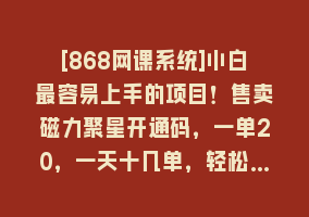 [868网课系统]小白最容易上手的项目！售卖磁力聚星开通码，一单20，一天十几单，轻松…868网课-868网课系统868网课系统