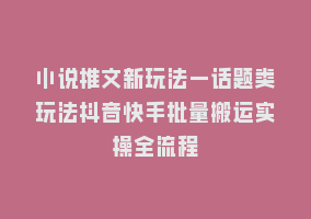 小说推文新玩法—话题类玩法抖音快手批量搬运实操全流程868网课-868网课系统868网课系统