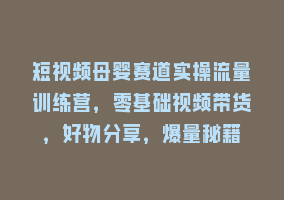 短视频母婴赛道实操流量训练营，零基础视频带货，好物分享，爆量秘籍868网课-868网课系统868网课系统