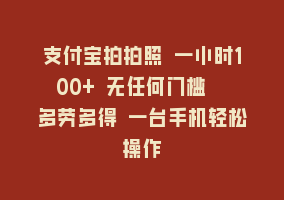 支付宝拍拍照 一小时100+ 无任何门槛  多劳多得 一台手机轻松操作868网课-868网课系统868网课系统