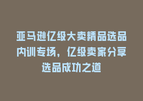 亚马逊亿级大卖精品选品内训专场，亿级卖家分享选品成功之道868网课-868网课系统868网课系统