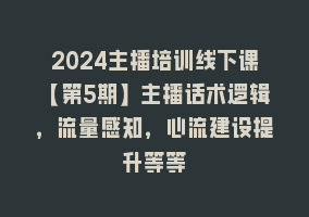 2024主播培训线下课【第5期】主播话术逻辑，流量感知，心流建设提升等等868网课-868网课系统868网课系统