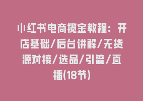 小红书电商揽金教程：开店基础/后台讲解/无货源对接/选品/引流/直播(18节)868网课-868网课系统868网课系统